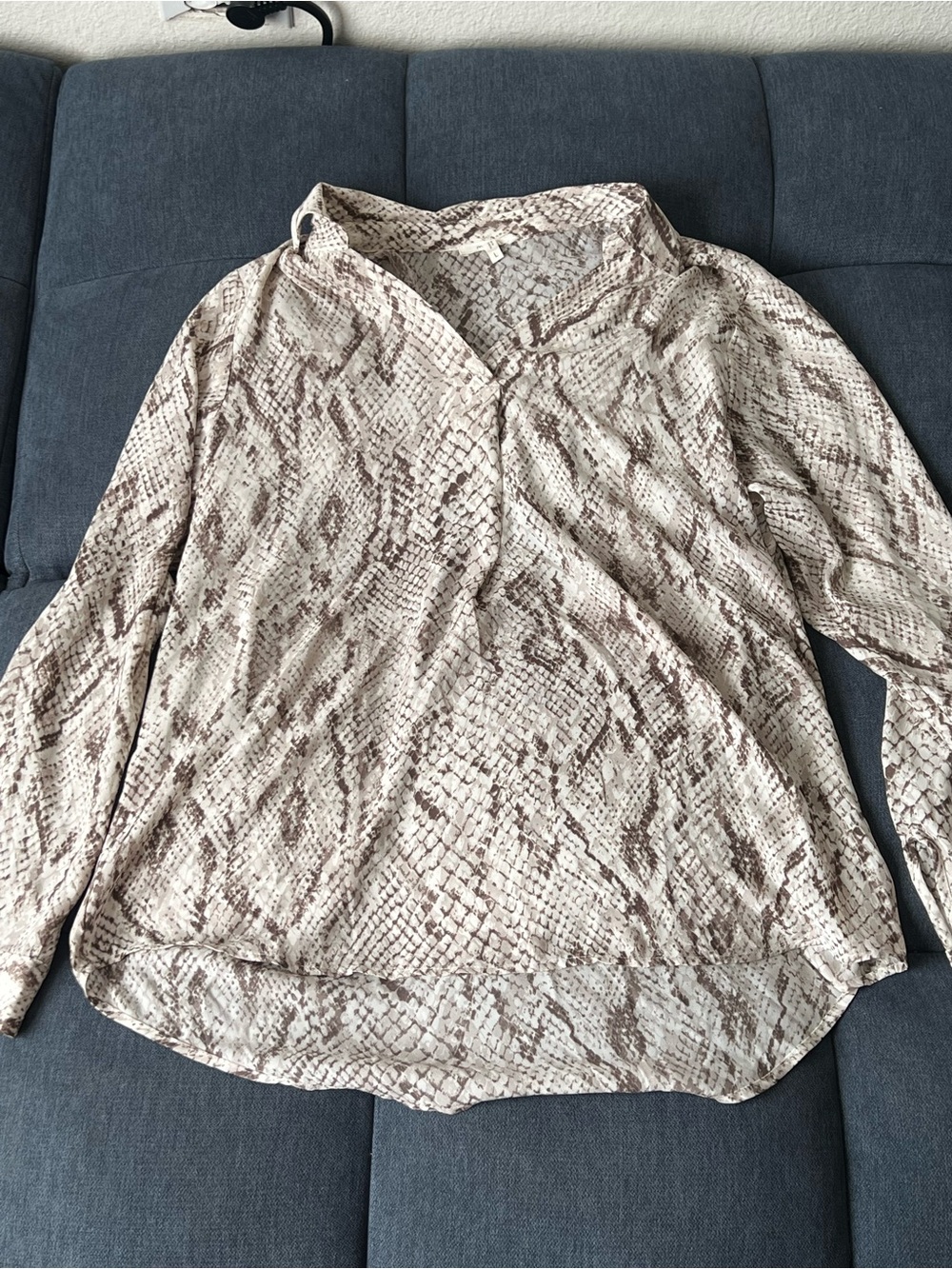 Maurices Beige and Brown Snake-Print Blouse